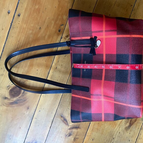 Kate Spade Red and Black Plaid Tote Satchel - Picture 8 of 8
